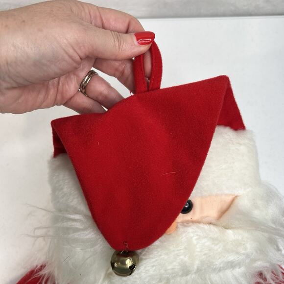 Vintage 1981 Hallmark Santa Christmas Stocking Bag Card Holder Hanging Plush - Picture 7 of 11